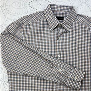 Ermenegildo Zegna Checkered Button Down Casual Dress Shirt - Men’s Medium